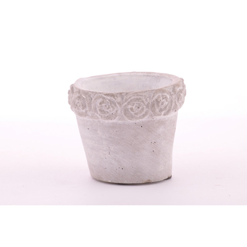 r&oacute;zsamint&aacute;s peremű cement kasp&oacute; sz&uuml;rke 8,5x7cm