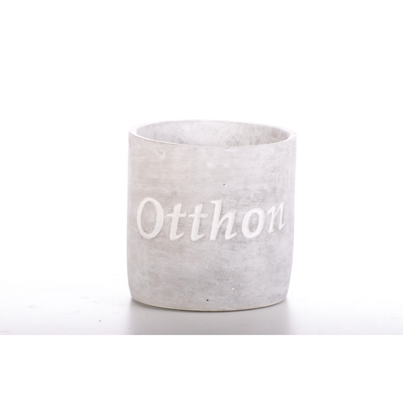 henger alakú cement kaspó love felirattal szürke 12x12cm