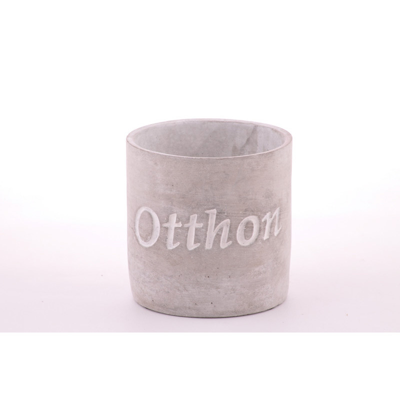 henger alakú cement kaspó otthon felirattal szürke 15x13cm