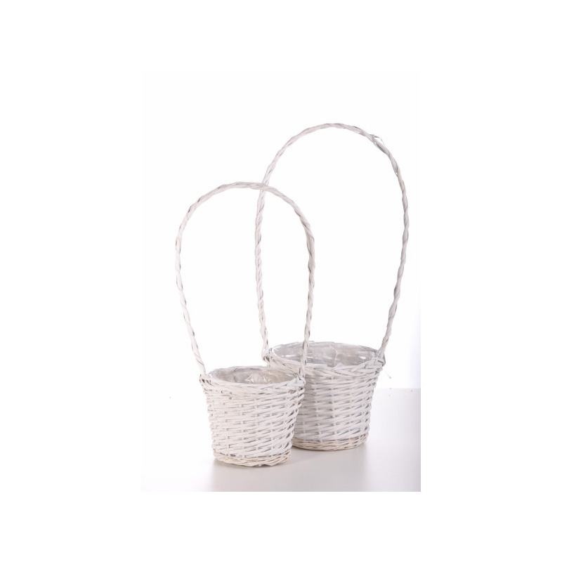 has&iacute;tott vessző f&uuml;les kos&aacute;r szett feh&eacute;r S/2 20x18/60cm