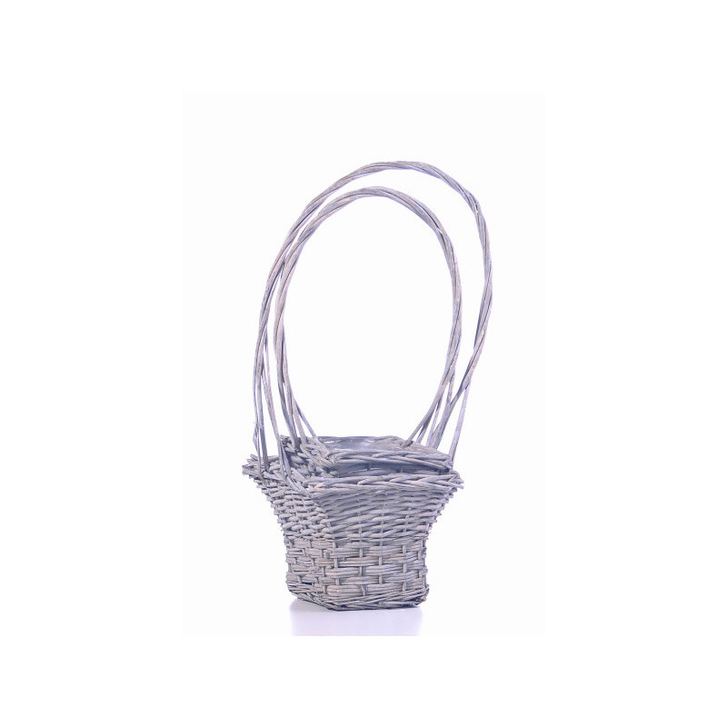 sz&ouml;gletes has&iacute;tott vessző kos&aacute;r szett sz&uuml;rke S/2 25x25x18/60cm