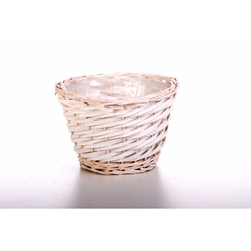 hasított fa kaspó fehér 18x12cm