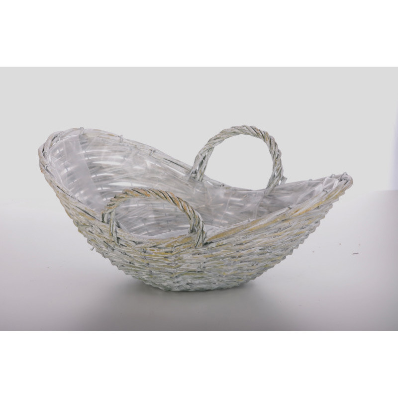 hasított vessző íves csónak két füllel antikolt zöld 40x24x9/19cm