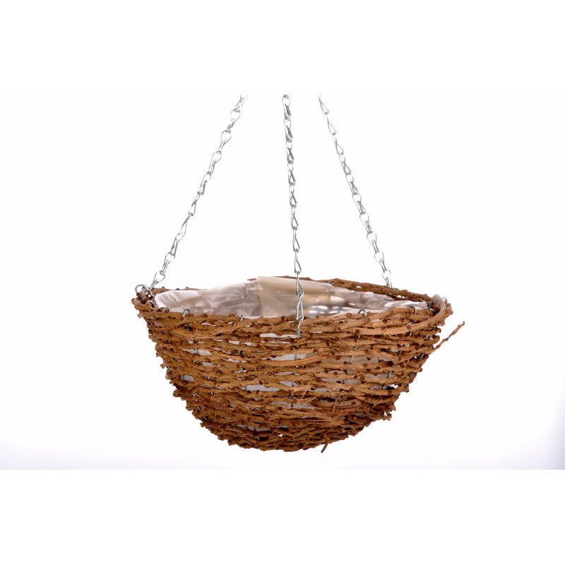 rügyes rattan függkosár világosbarna 35x18cm