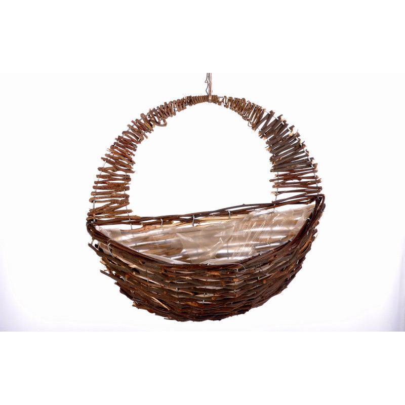 rattan füles fali kosár barna 36x19/36cm