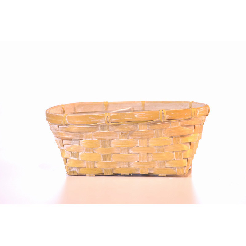 ovális bambusz tál antikolt sárga 22x15x9cm