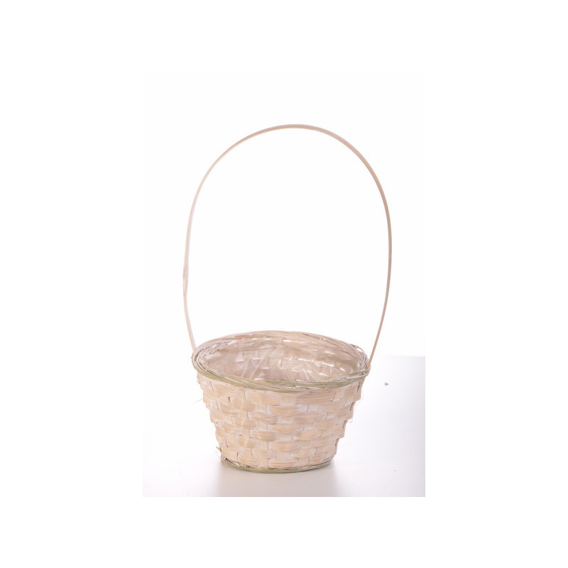 bambusz füles kosár antikolt fehér 19x12/37,5cm