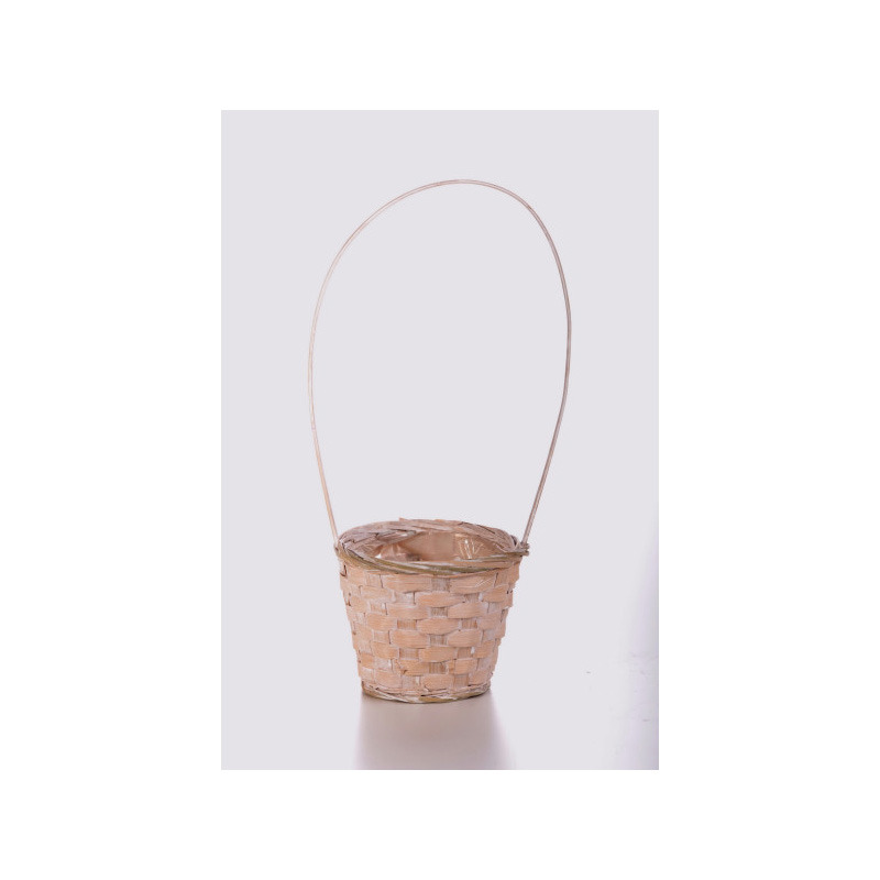 bambusz füles kosár antikolt fehér 13x10/34cm