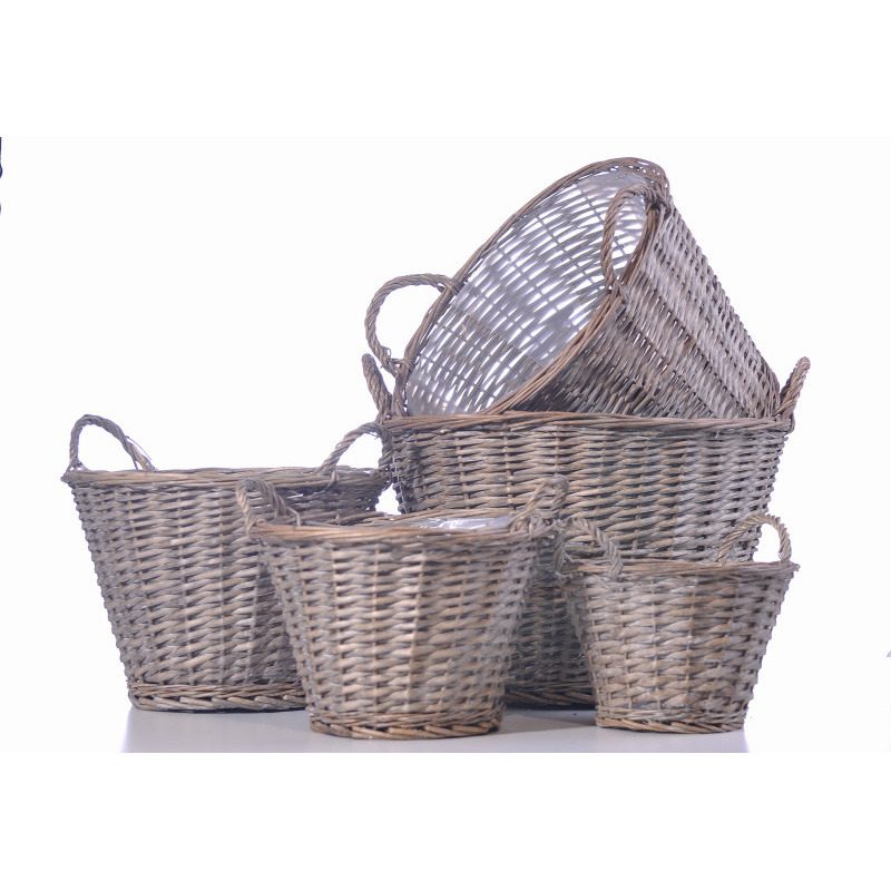 hasított vessző kaspó szett szürke S/5 44x30cm