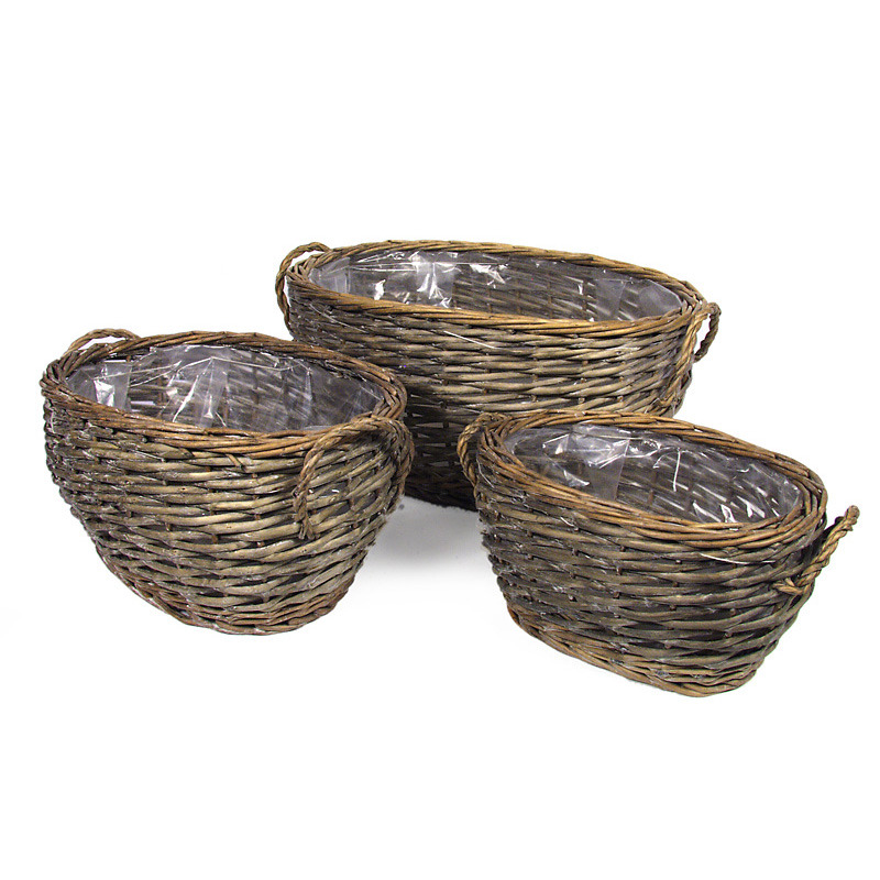 has&iacute;tott vessző krumpliskos&aacute;r szett sz&uuml;rke S/3 40,5x30x20cm