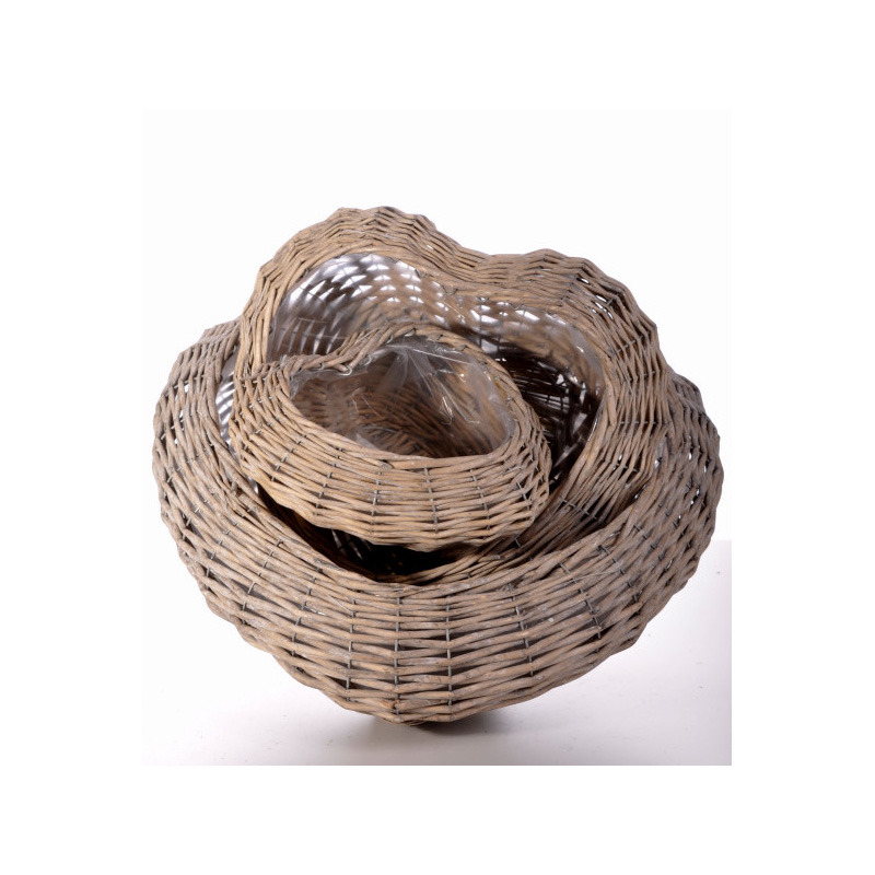 sz&iacute;v alak&uacute; vessző t&aacute;l szett sz&uuml;rke S/3 47x45x14cm