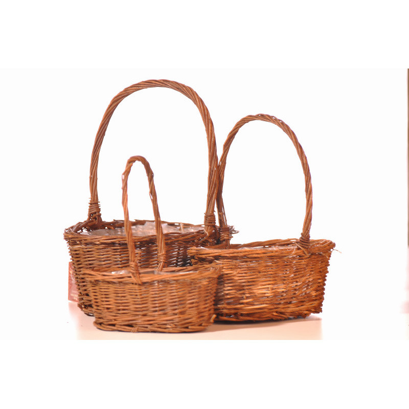 ovális natúr vessző kosár szett natúr S/3 30x20x12/33cm