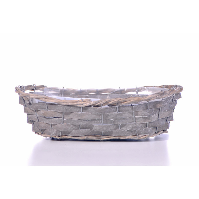 ovális hasított fa tál szürke 30x18x8cm