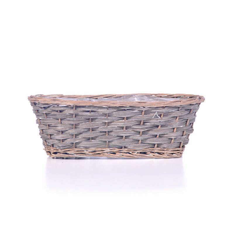 ovális hasított fa tál szürke 39x17x13cm