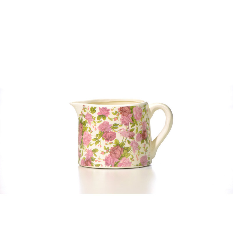 rózsamintás kerámia kanna lila-krém 13x11x18cm