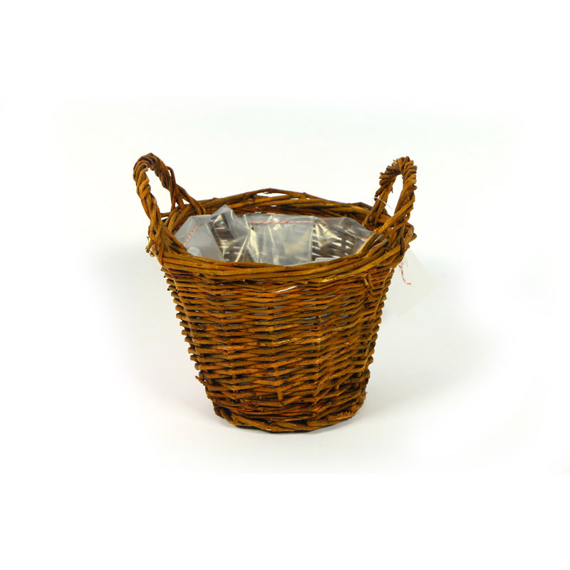 natúr vessző kaspó két füllel barna 16x12,5cm