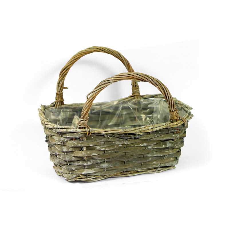 sz&ouml;gletes has&iacute;tott fa t&aacute;l k&eacute;t f&uuml;llel antikolt sz&uuml;rke 33x19x14,5/25,5cm