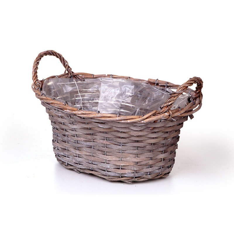 ov&aacute;lis &iacute;velt has&iacute;tott fa magas t&aacute;l k&eacute;t f&uuml;llel antikolt sz&uuml;rke 32x23x16/12cm