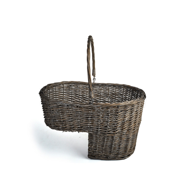 ovális vessző láda füllel lépcsőre antikolt barna 44x34x20/34cm