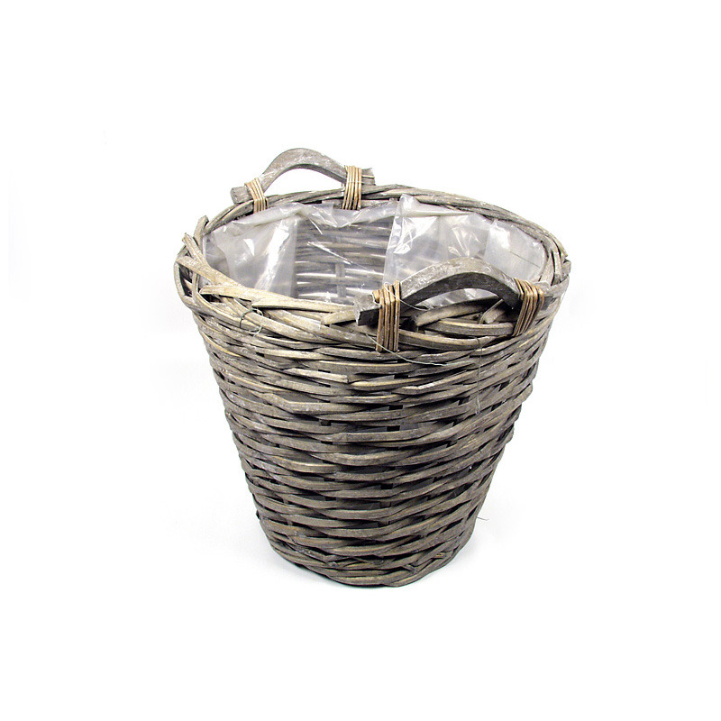 hasított vessző kaspó két fa füllel szürke 36x32/36