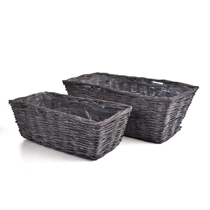 sz&ouml;gletes vessző balkonl&aacute;da szett sz&uuml;rke S/2 46,5x22,5x18cm