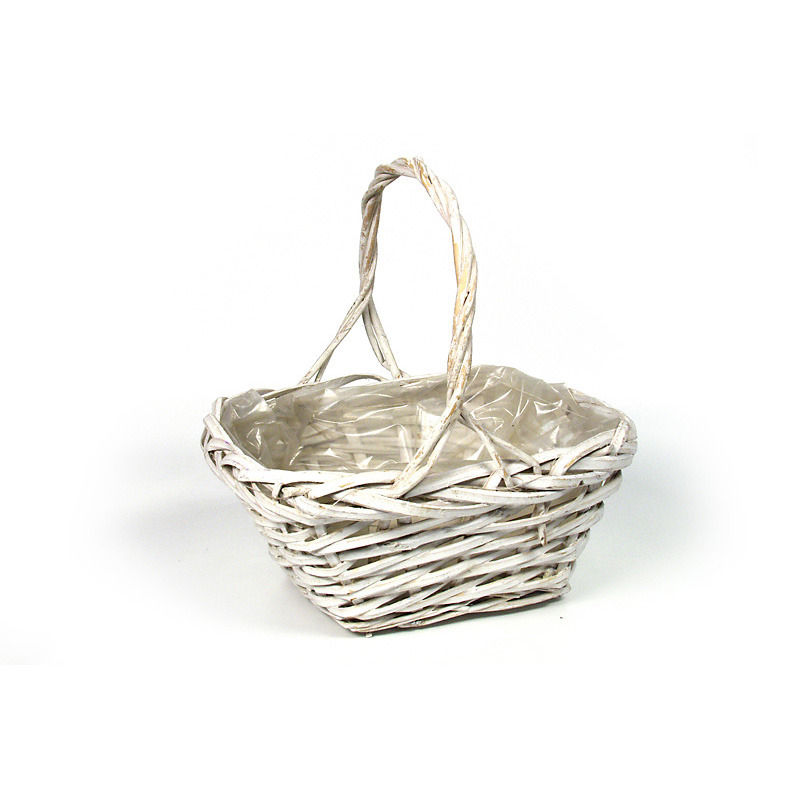 szögletes hasított vessző tál füllel fehér 24x20x10/27