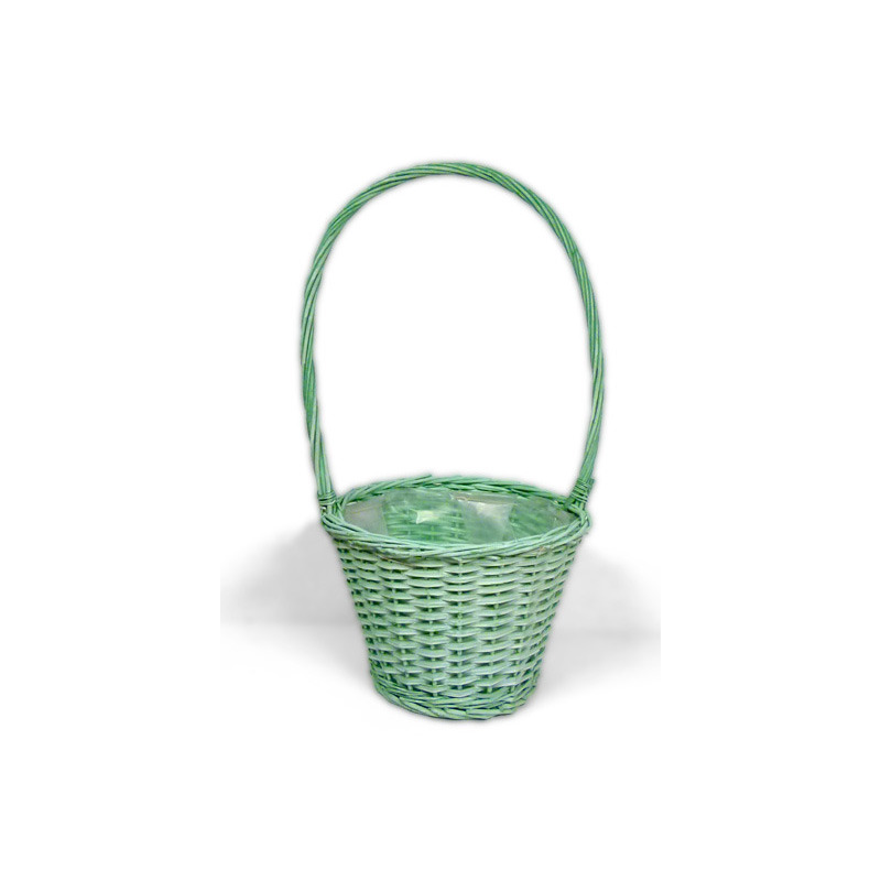 hasított fa füles kosár zöld 28x21/61cm