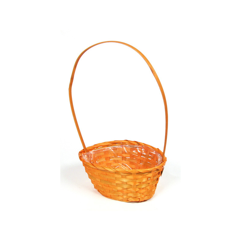 ovális bambusz tál füllel narancs 23x17x10,5/42cm