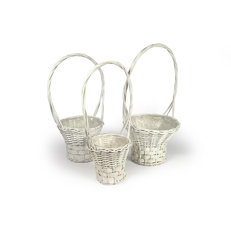 has&iacute;tott vessző &eacute;s has&iacute;tott fa f&uuml;les kos&aacute;r szett feh&eacute;r S/3 35/28/23x 27/24/22x77/66/60cm