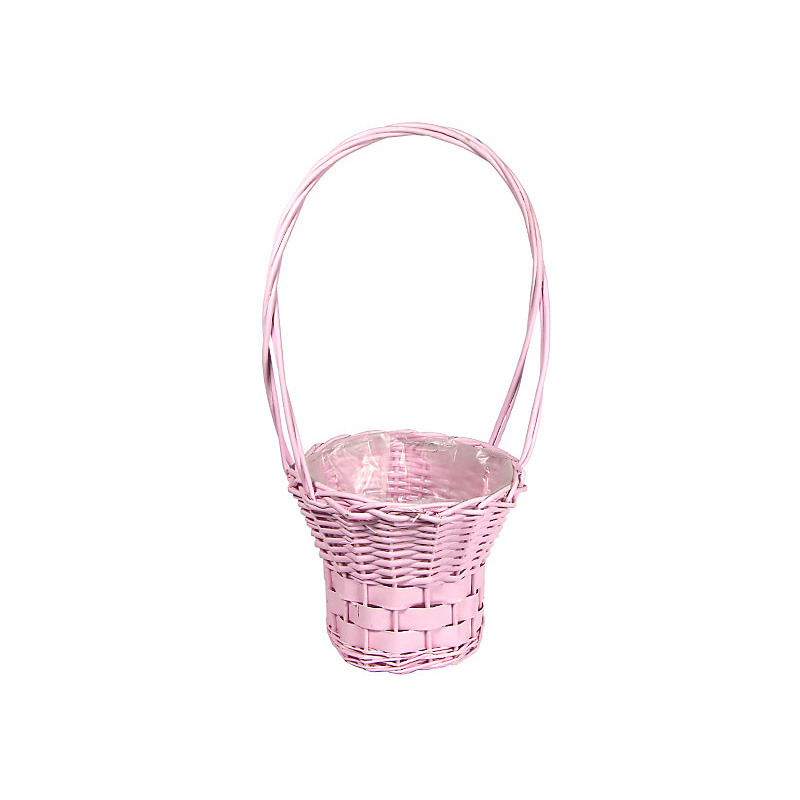 has&iacute;tott vessző &eacute;s has&iacute;tott fa f&uuml;les kos&aacute;r pink 35x27/77cm