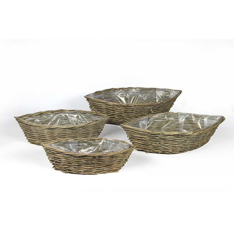 hasított vessző csónak szett szürke S/4 48x24/13cm