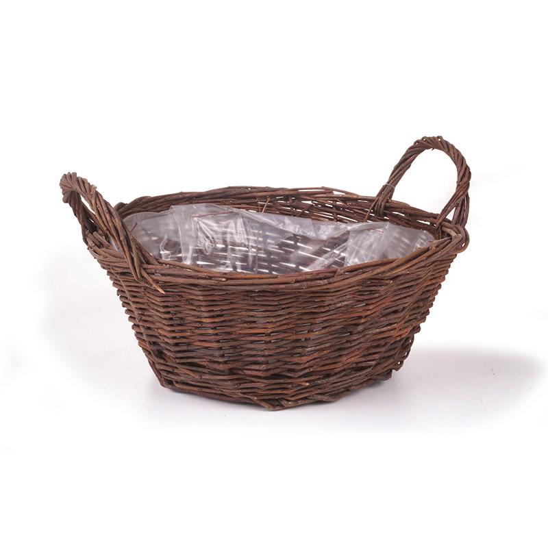 natúr vessző tál két füllel barna 14,5x9cm