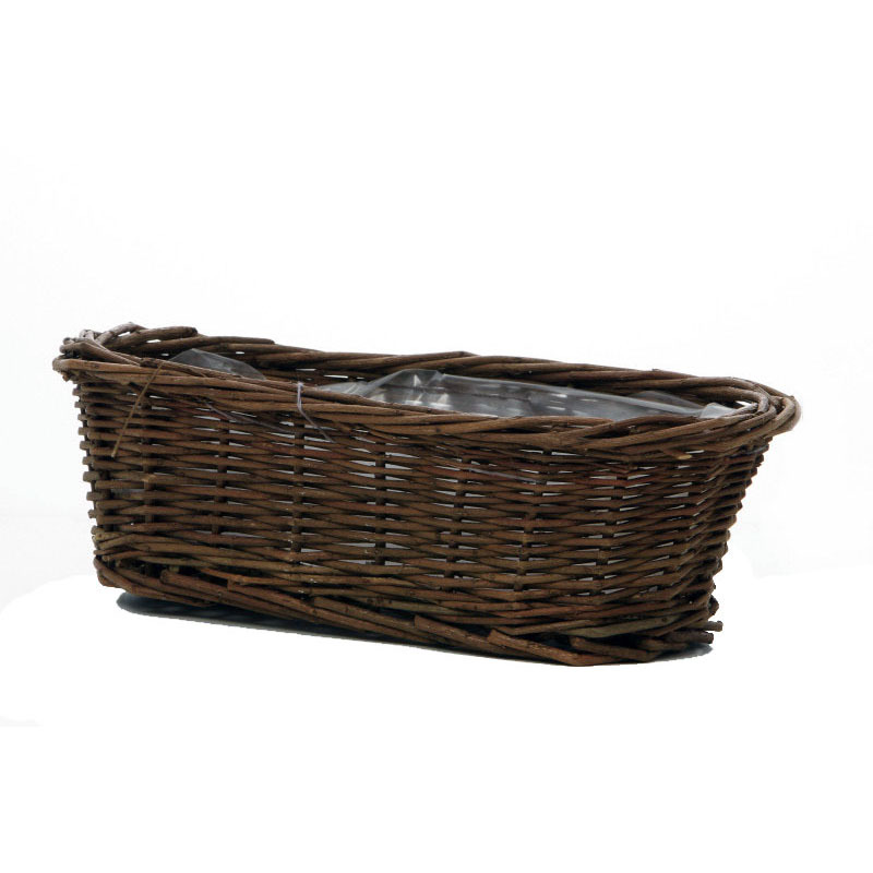 ovális natúr vessző tál barna 30x14x9cm