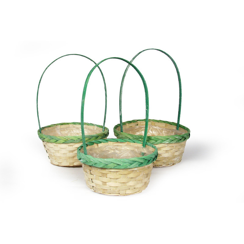 vastagperemes bambusz f&uuml;les t&aacute;l szett antikolt nat&uacute;r/z&ouml;ld S/3 27x 12/39cm