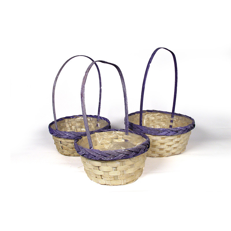 vastagperemes bambusz füles tál szett antikolt natúr/lila S/3 27x 12/39cm