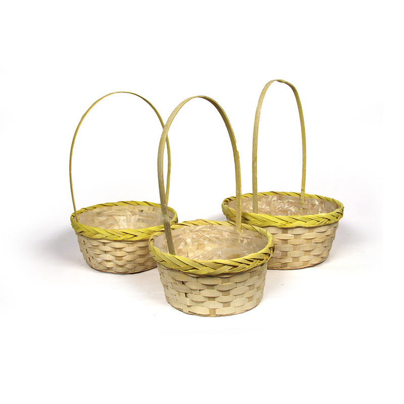 vastagperemes bambusz f&uuml;les t&aacute;l szett antikolt nat&uacute;r/s&aacute;rga S/3 27x 12/39cm