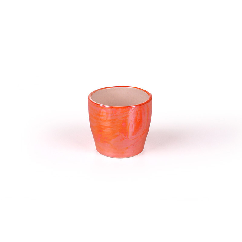 gyöngyházmintás öblös kerámia kaspó narancs 7x6,5cm