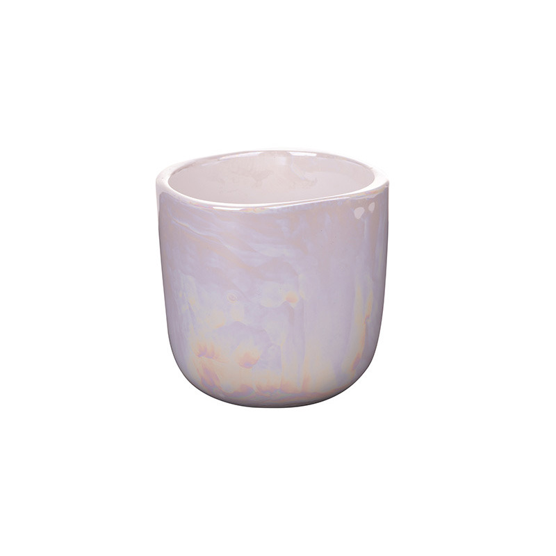 szögletes gyöngyházmintás kerámia kaspó fehér 12x12x12,5cm