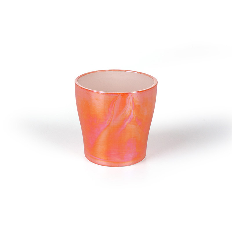 gyöngyházmintás öblös kerámia kaspó narancs 10x9,5cm