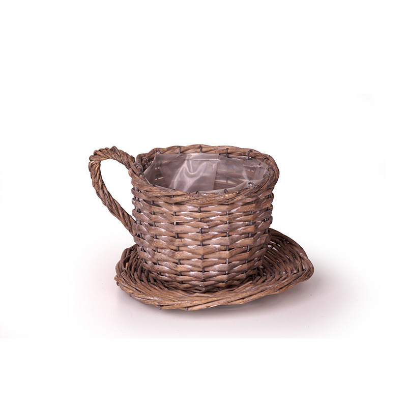 hasított vessző csésze tállal szürke 22/17x14cm