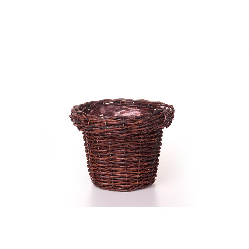 vastagperemes natúr vessző kaspó sötétbarna 17x13cm