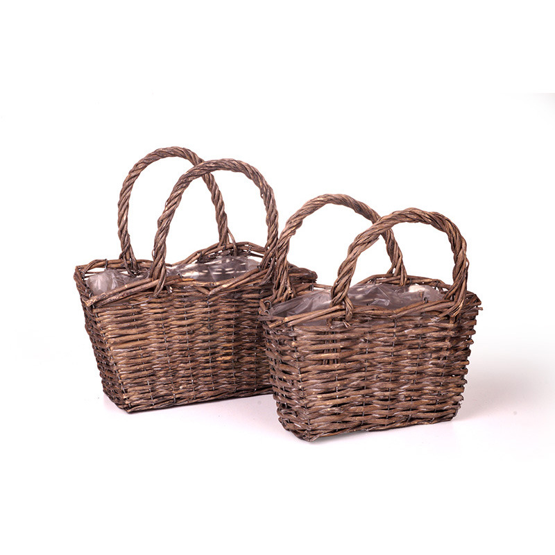 szögletes hasított vessző táska szett szürke S/2 30x18x18/32cm