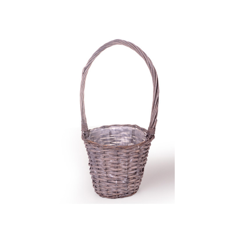 hasított fa füleskosár antikolt szürke 22x20/50cm