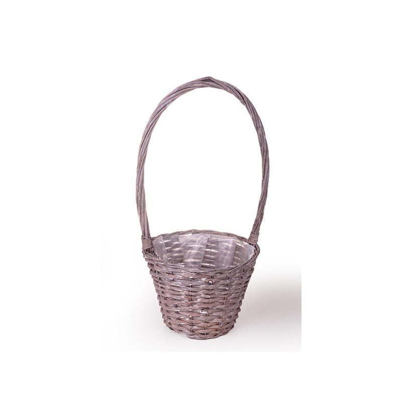 hasított fa füleskosár antikolt szürke 26x20/57cm