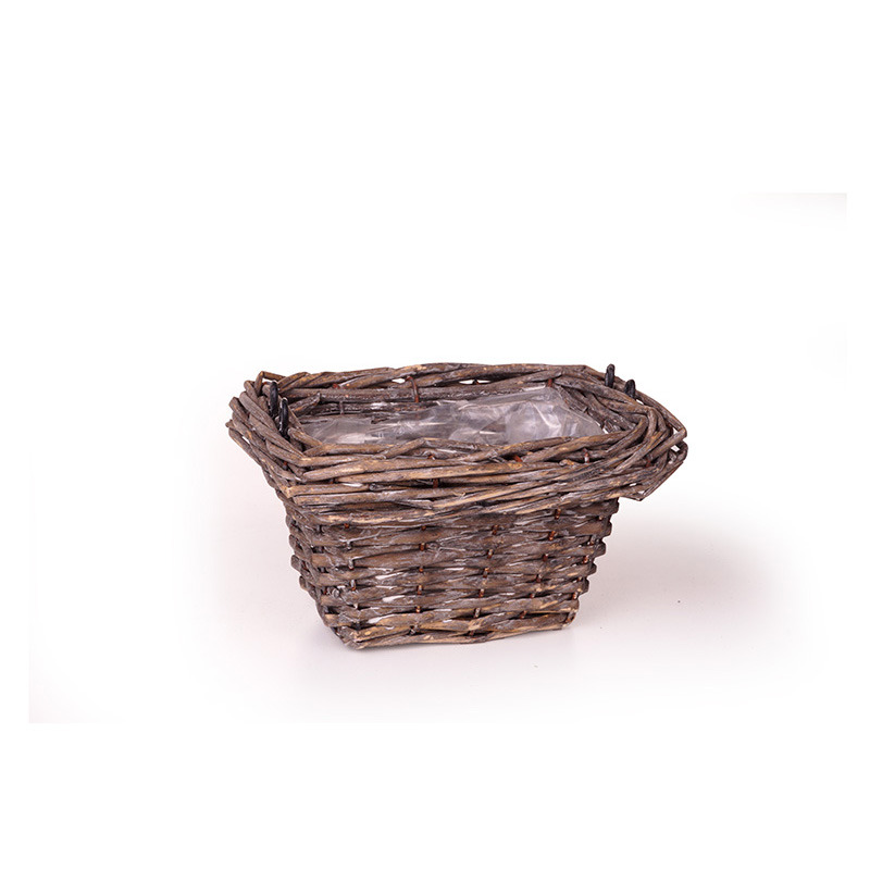 szögletes vastagperemes hasított vessző tál szürke 21,5x16x12cm