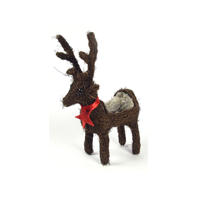 szálim szarvas piros masnival és csillaggal barna 32x11x44cm