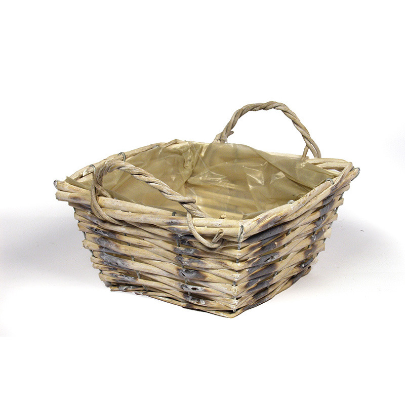 sz&ouml;geltes has&iacute;tott vessző t&aacute;l k&eacute;t f&uuml;llel antikolt sz&uuml;rke/nat&uacute;r 19x19x 10cm