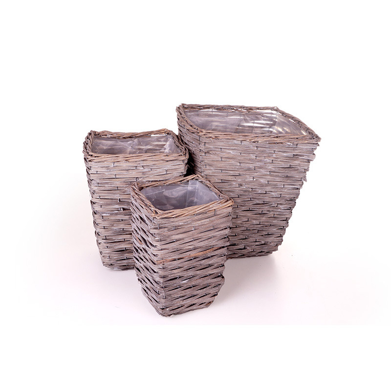 sz&ouml;gletes has&iacute;tott vessző magas&iacute;tott kasp&oacute; szett sz&uuml;rke S/3 31x31x 35cm