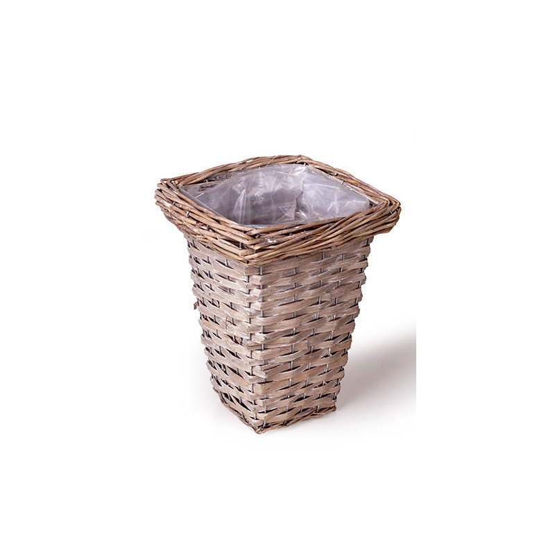 szögletes vastagperemes magasított kaspó szürke 20x20x 26cm