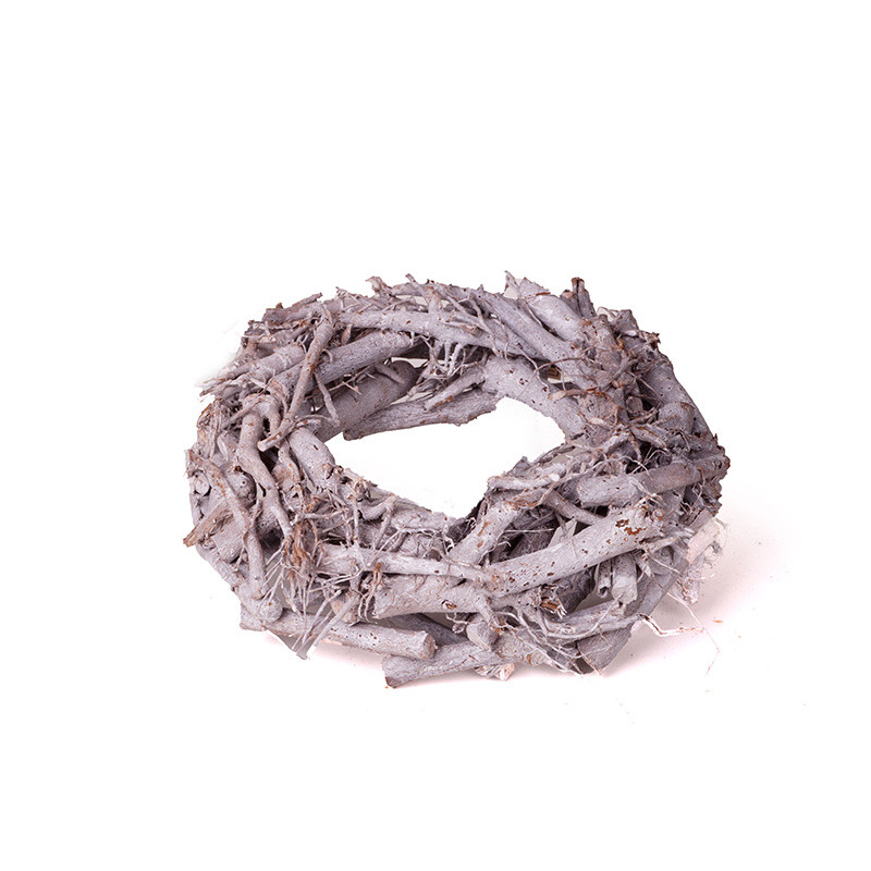 aprított fa és gyökér koszorú alap szürke 30x8cm